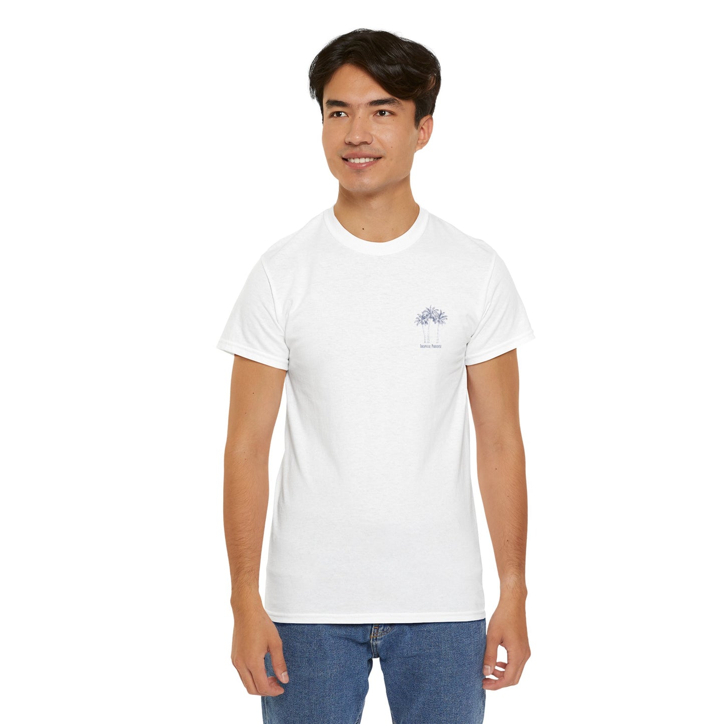 Palm Tree Print Cotton T-Shirt – Casual Summer Tee, Beachwear, Tropical Graphic Shirt, Everyday Comfort - Wolf Aura Co