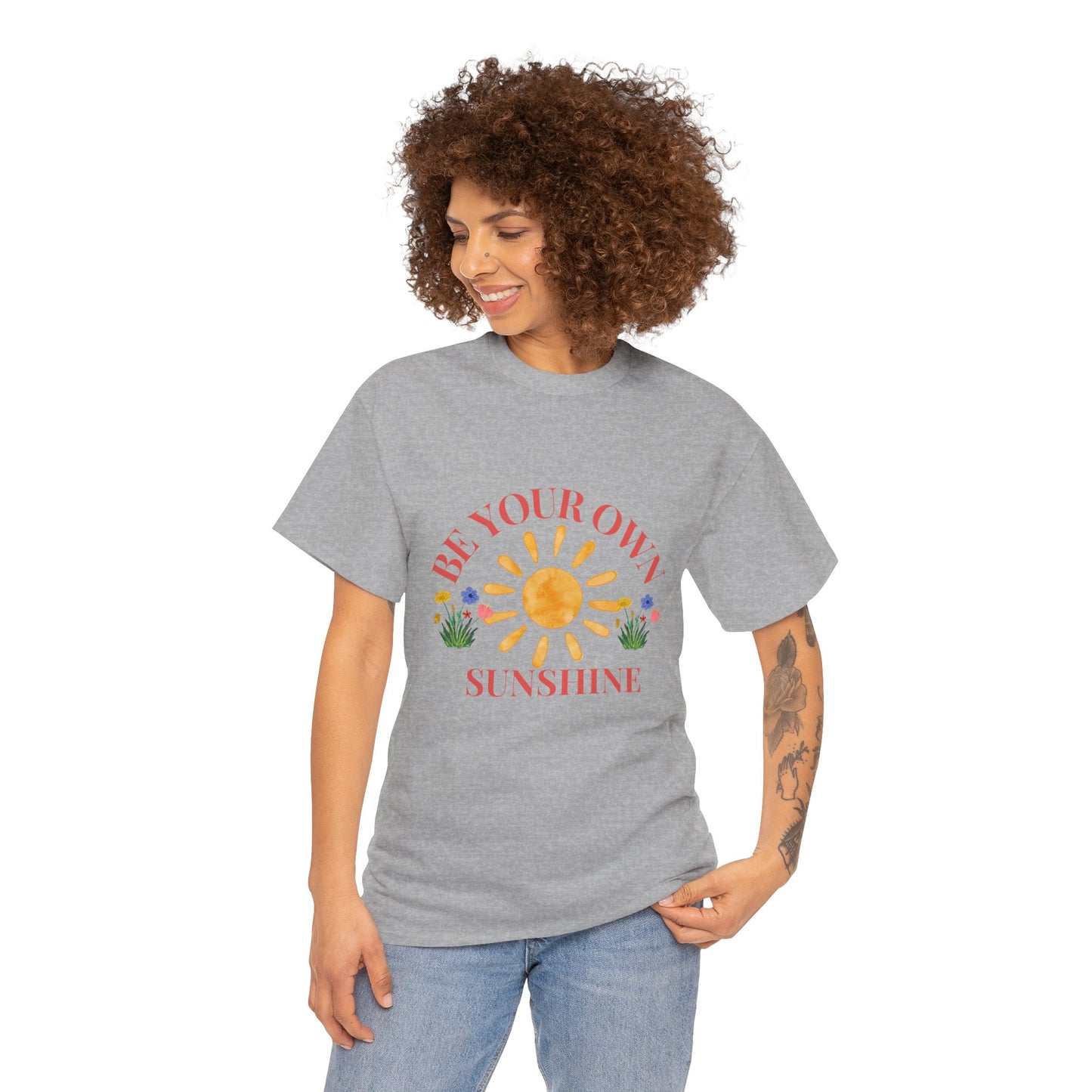 Be Your Own Sunshine Cotton T-Shirt – Positive Graphic Tee, Everyday Casual Wear, Uplifting Gift - Wolf Aura Co