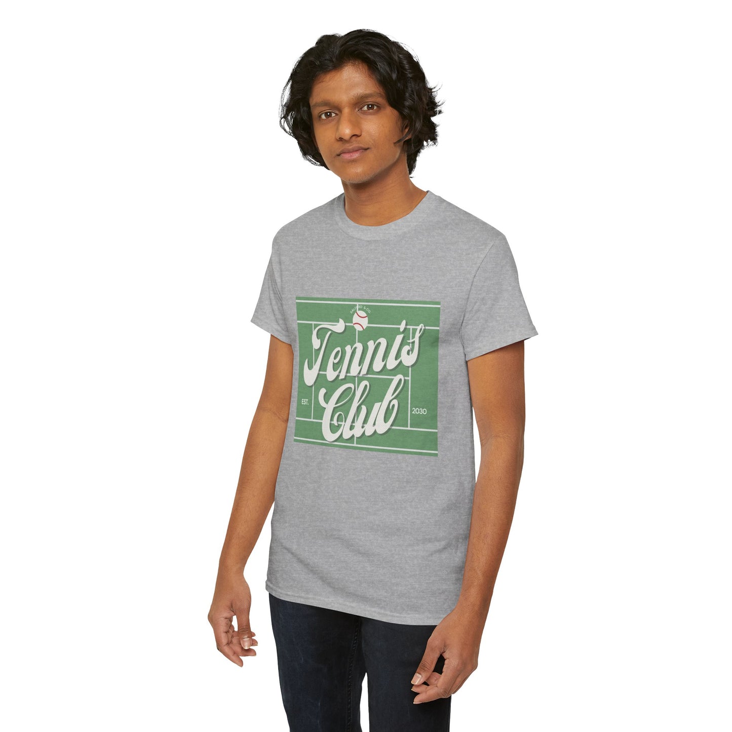 Tennis Print Tee – Unisex Cotton T-Shirt for Sports Lovers - Wolf Aura Co