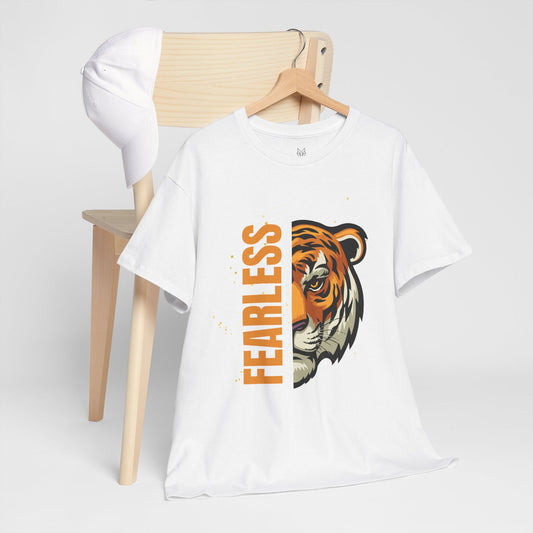 Fearless Tiger Unisex Tee – Inspirational Heavy Cotton T-Shirt - Wolf Aura Co