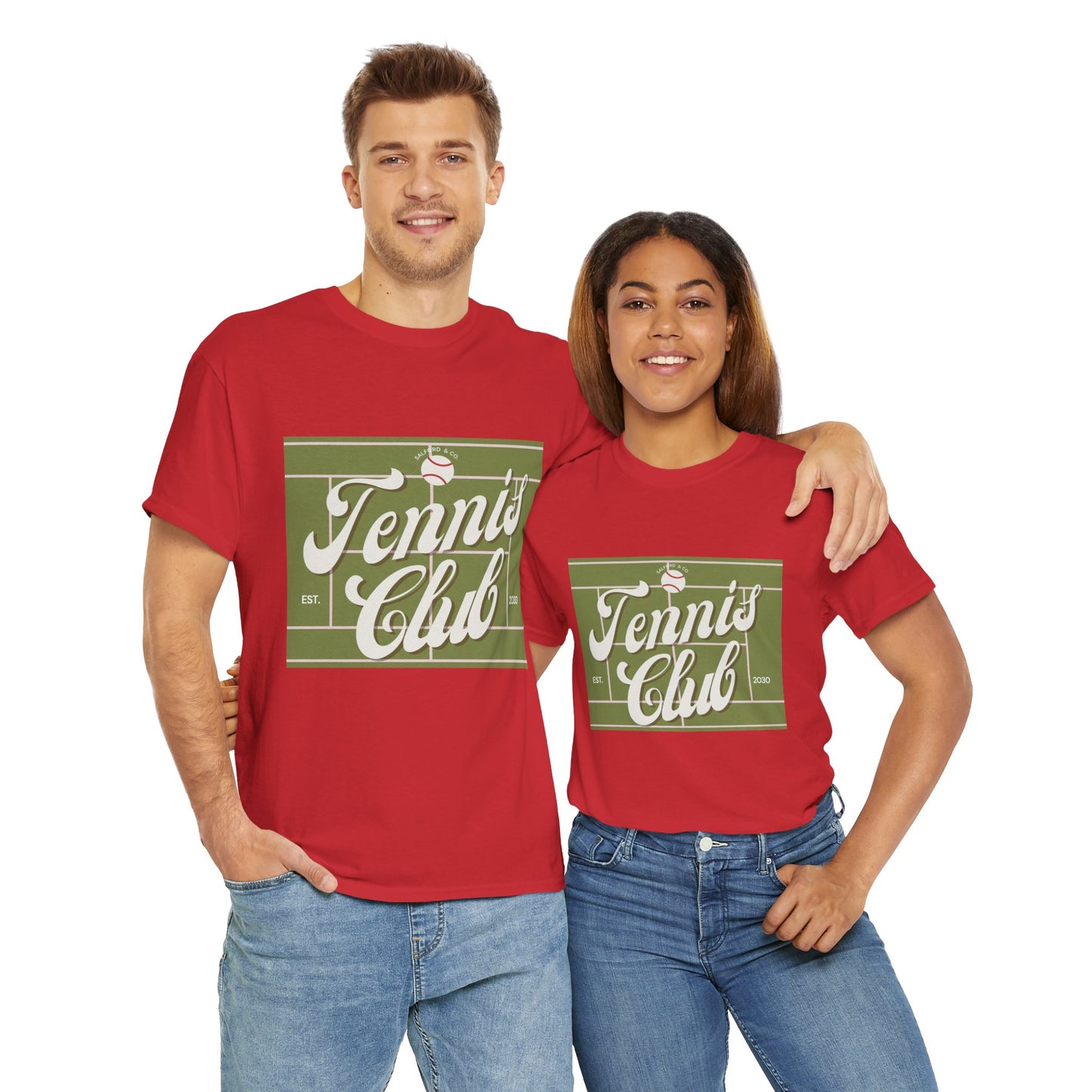 Tennis Print Tee – Unisex Cotton T-Shirt for Sports Lovers - Wolf Aura Co