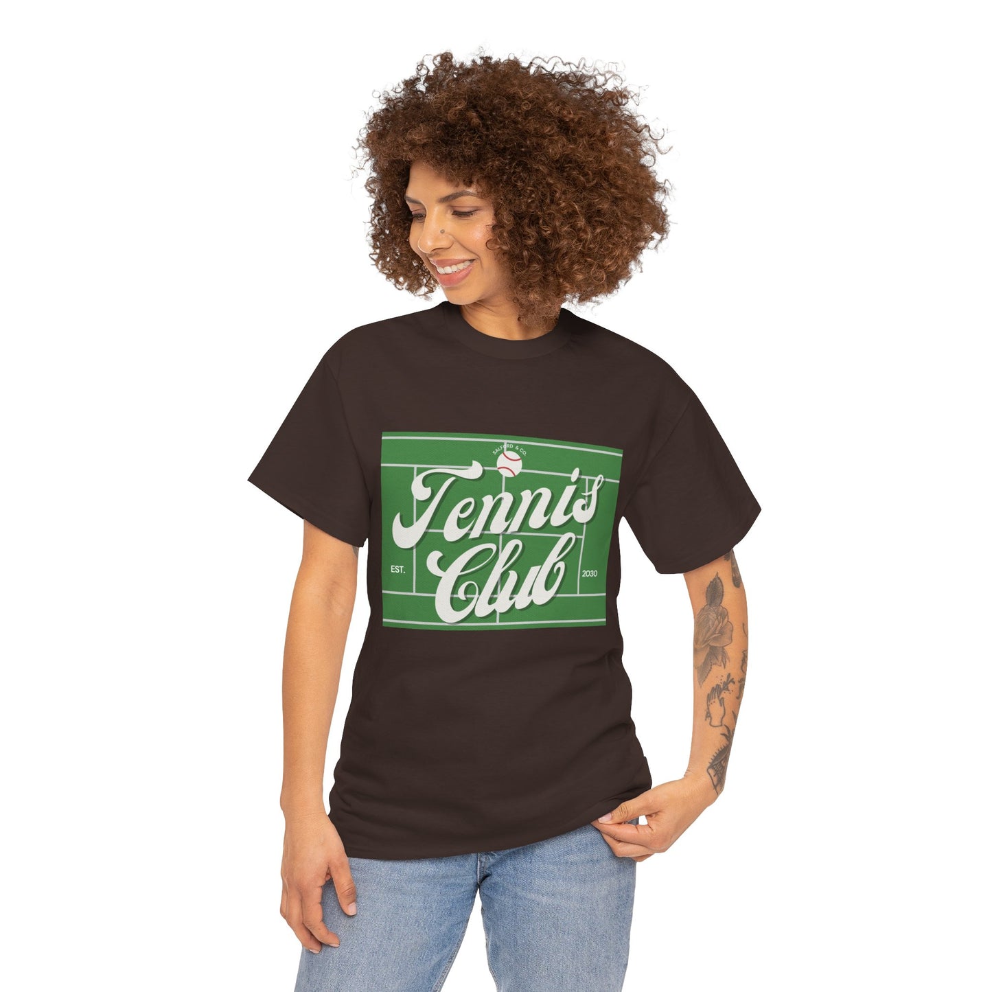 Tennis Print Tee – Unisex Cotton T-Shirt for Sports Lovers - Wolf Aura Co