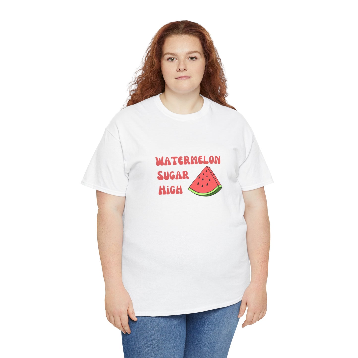 Watermelon Print Cotton T-Shirt | Cute Summer Tee, Fruit Graphic Shirt, Casual Everyday Wear - Wolf Aura Co