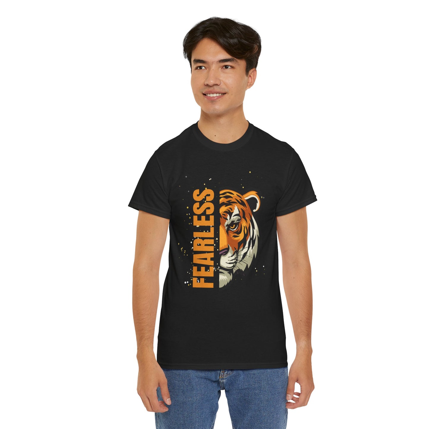 Fearless Tiger Unisex Tee – Inspirational Heavy Cotton T-Shirt - Wolf Aura Co