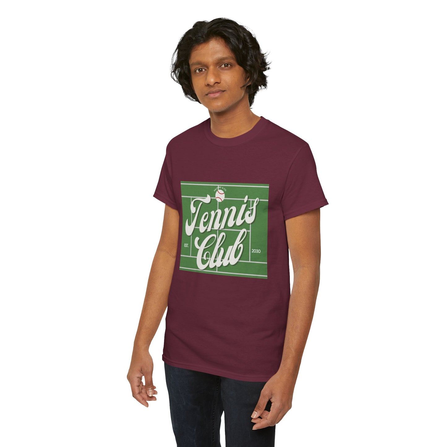Tennis Print Tee – Unisex Cotton T-Shirt for Sports Lovers - Wolf Aura Co