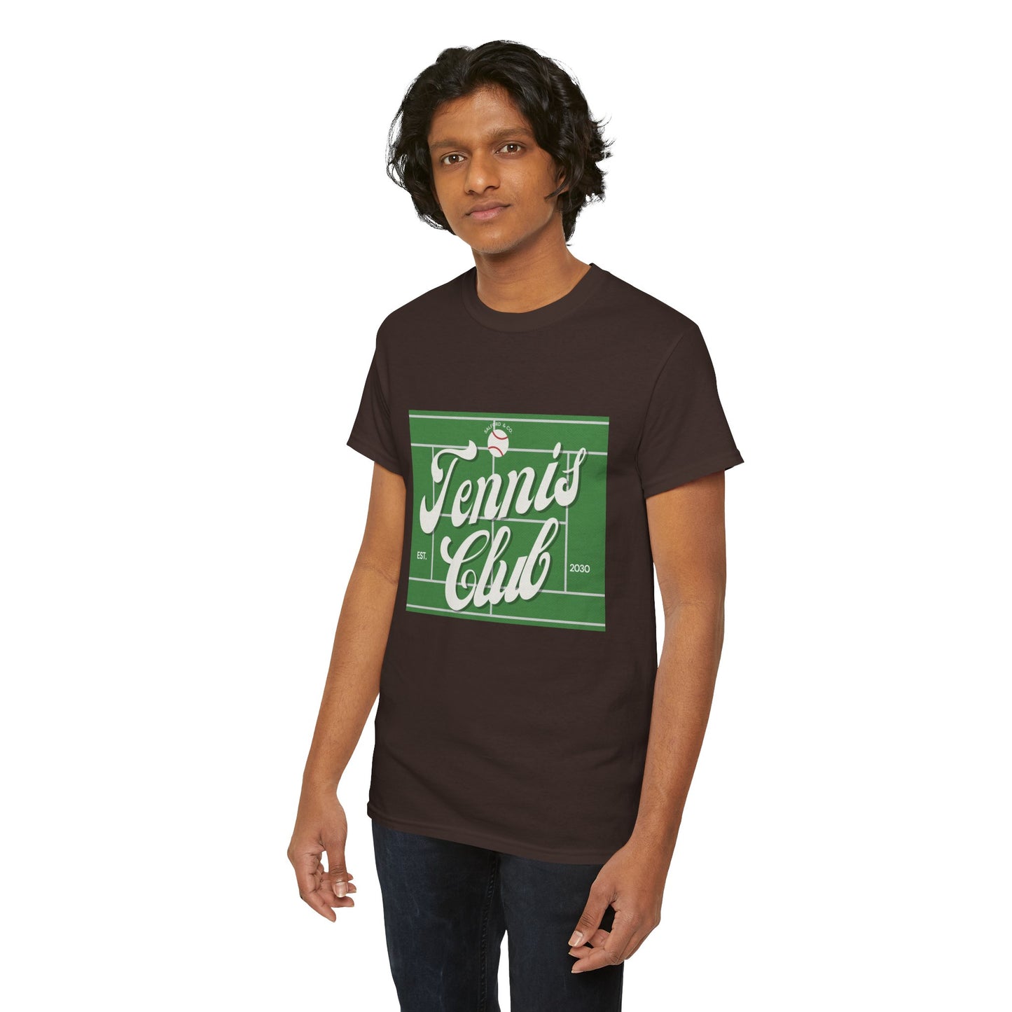 Tennis Print Tee – Unisex Cotton T-Shirt for Sports Lovers - Wolf Aura Co