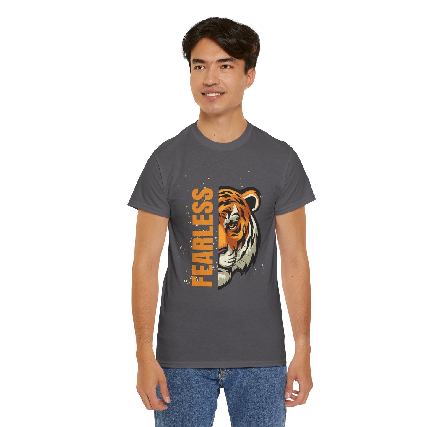 Fearless Tiger Unisex Tee – Inspirational Heavy Cotton T-Shirt - Wolf Aura Co