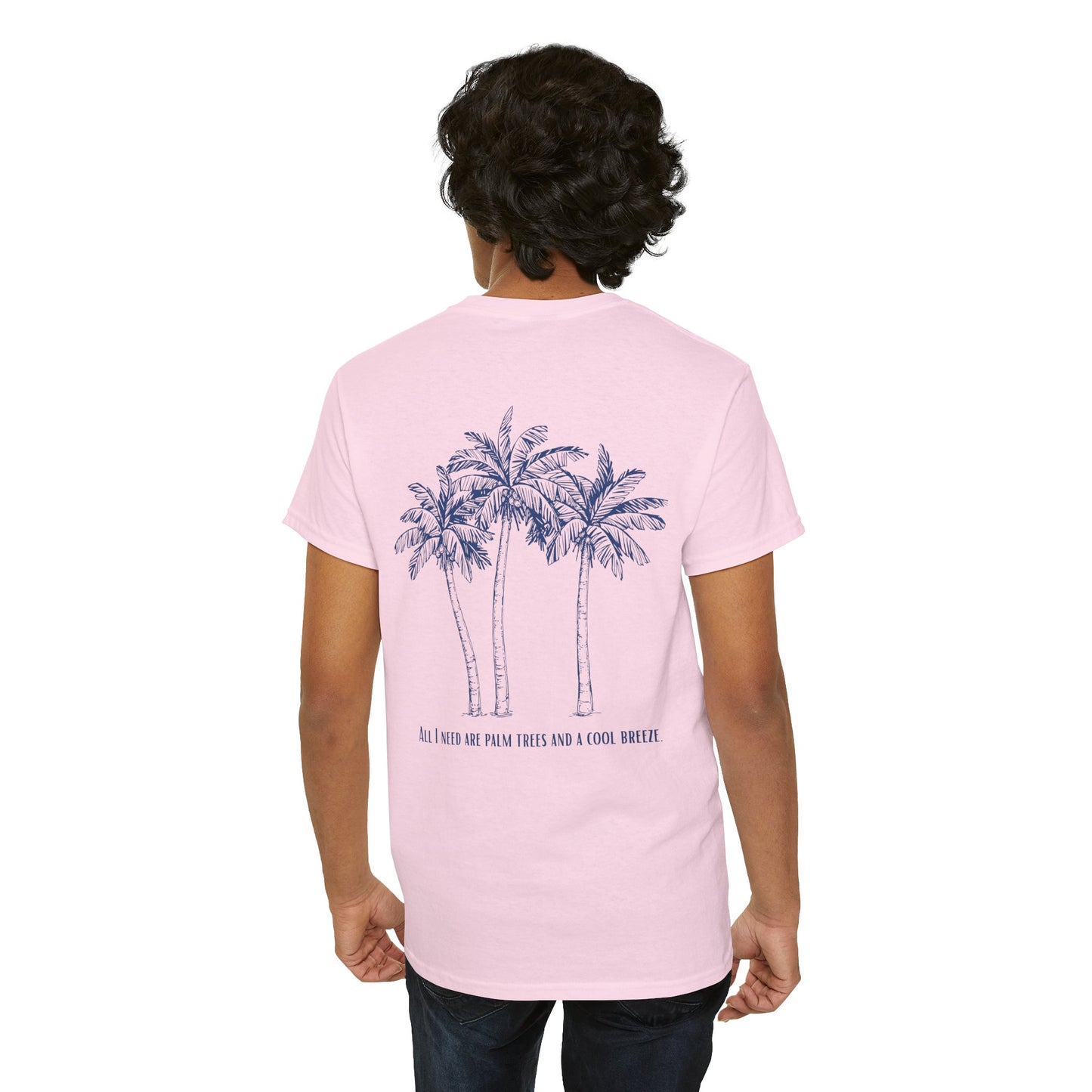 Palm Tree Print Cotton T-Shirt – Casual Summer Tee, Beachwear, Tropical Graphic Shirt, Everyday Comfort - Wolf Aura Co