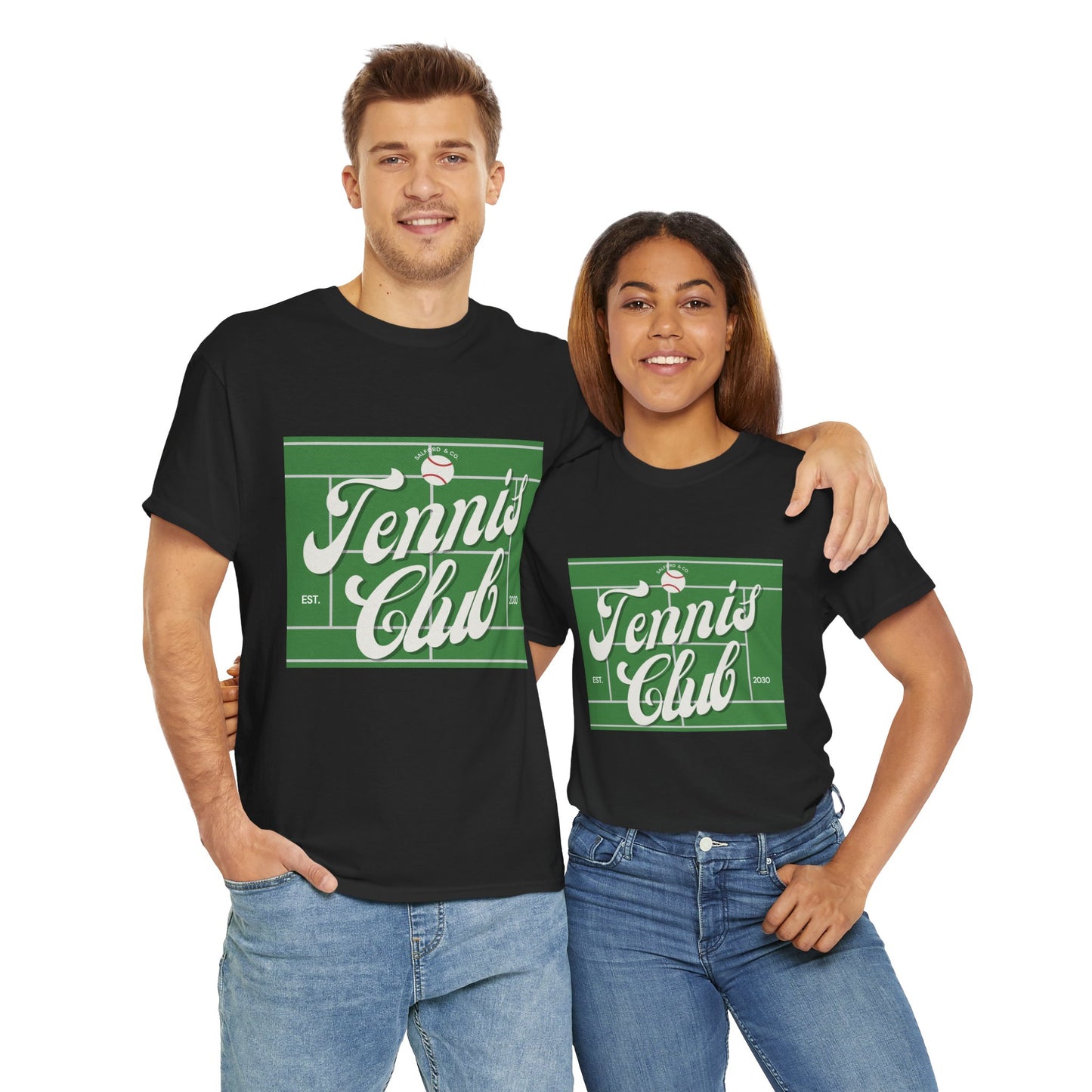 Tennis Print Tee – Unisex Cotton T-Shirt for Sports Lovers - Wolf Aura Co