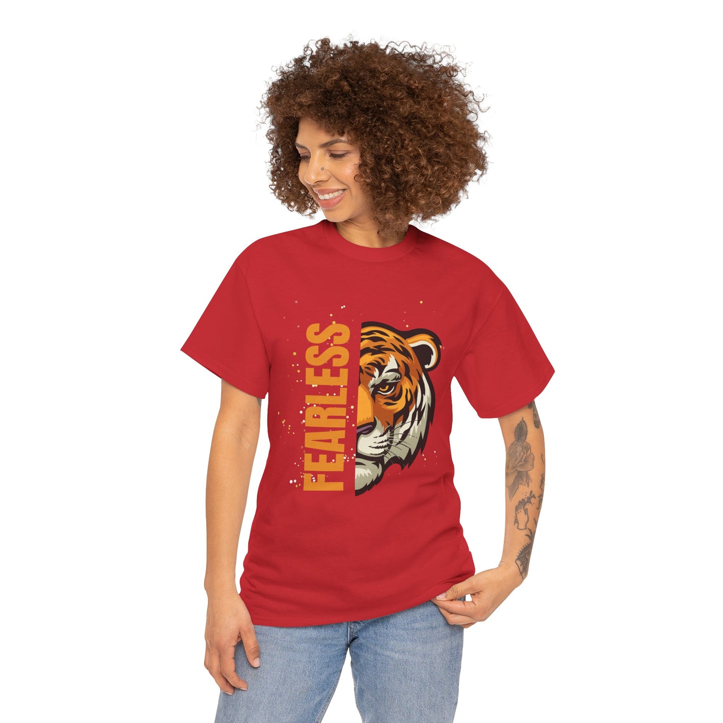 Fearless Tiger Unisex Tee – Inspirational Heavy Cotton T-Shirt - Wolf Aura Co