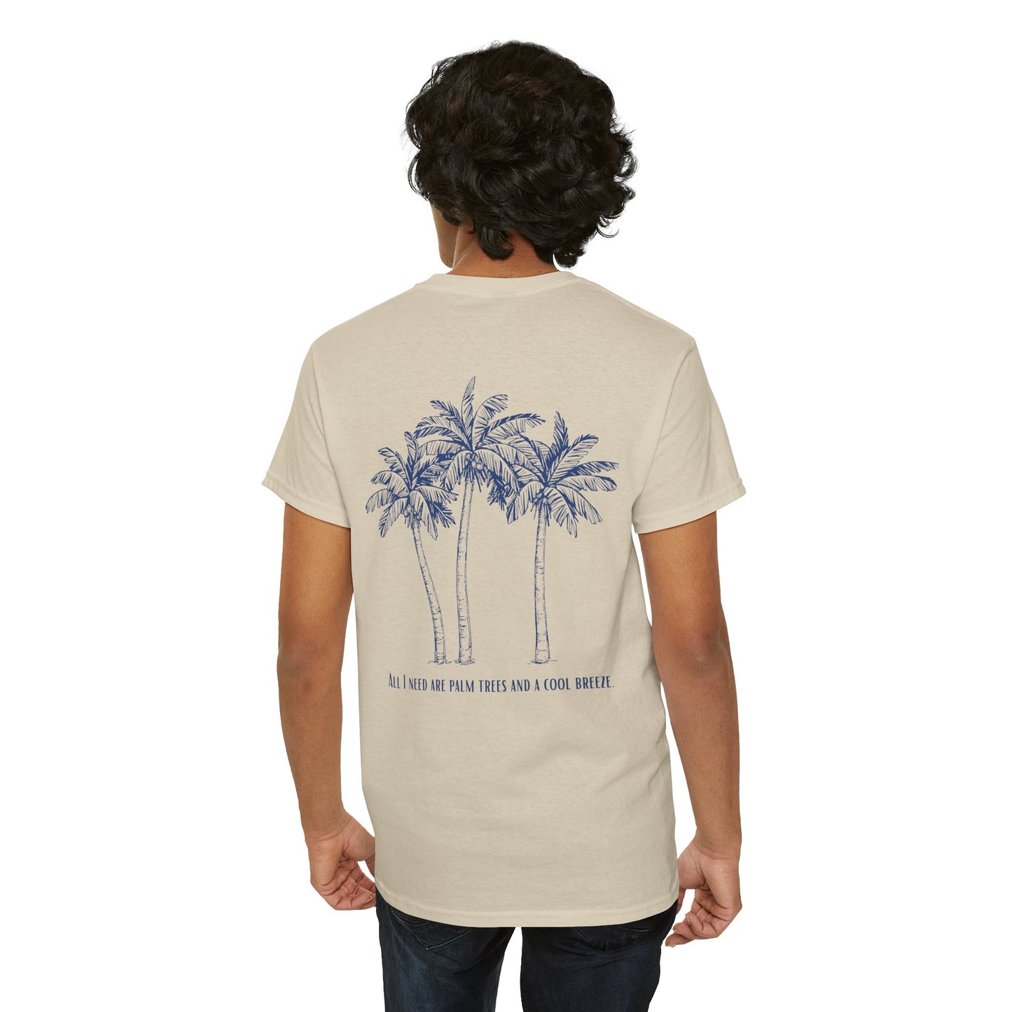Palm Tree Print Cotton T-Shirt – Casual Summer Tee, Beachwear, Tropical Graphic Shirt, Everyday Comfort - Wolf Aura Co
