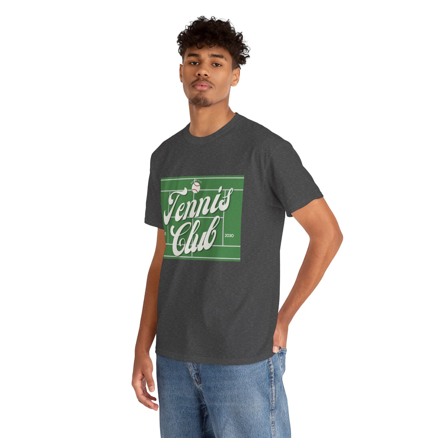 Tennis Print Tee – Unisex Cotton T-Shirt for Sports Lovers - Wolf Aura Co