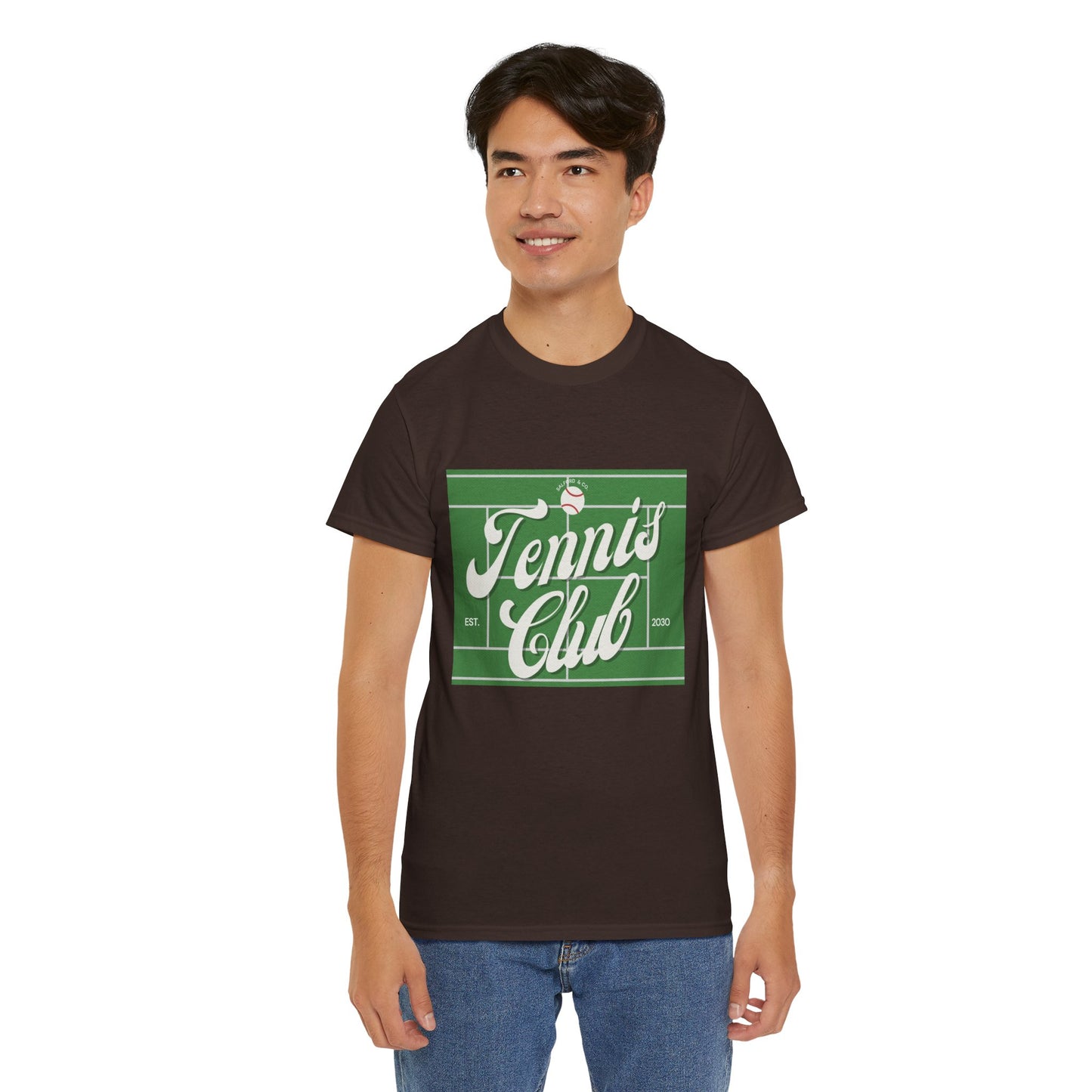 Tennis Print Tee – Unisex Cotton T-Shirt for Sports Lovers - Wolf Aura Co