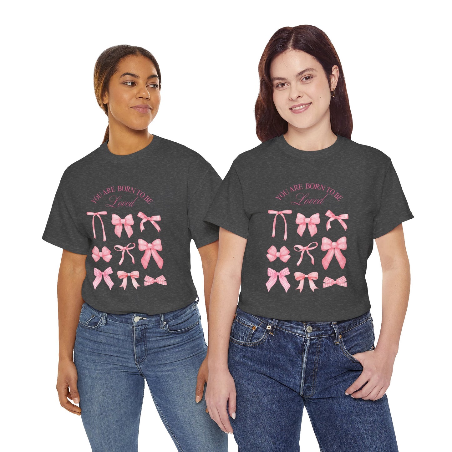 Cute Bow Cotton T-Shirt – Casual Graphic Tee, Everyday Comfort, Gift for Her - Wolf Aura Co