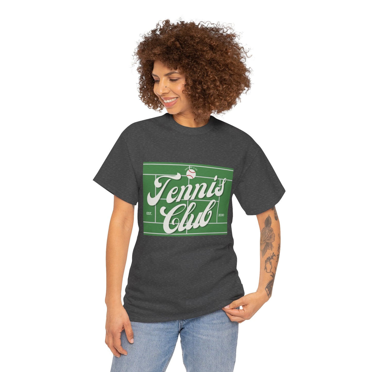 Tennis Print Tee – Unisex Cotton T-Shirt for Sports Lovers - Wolf Aura Co