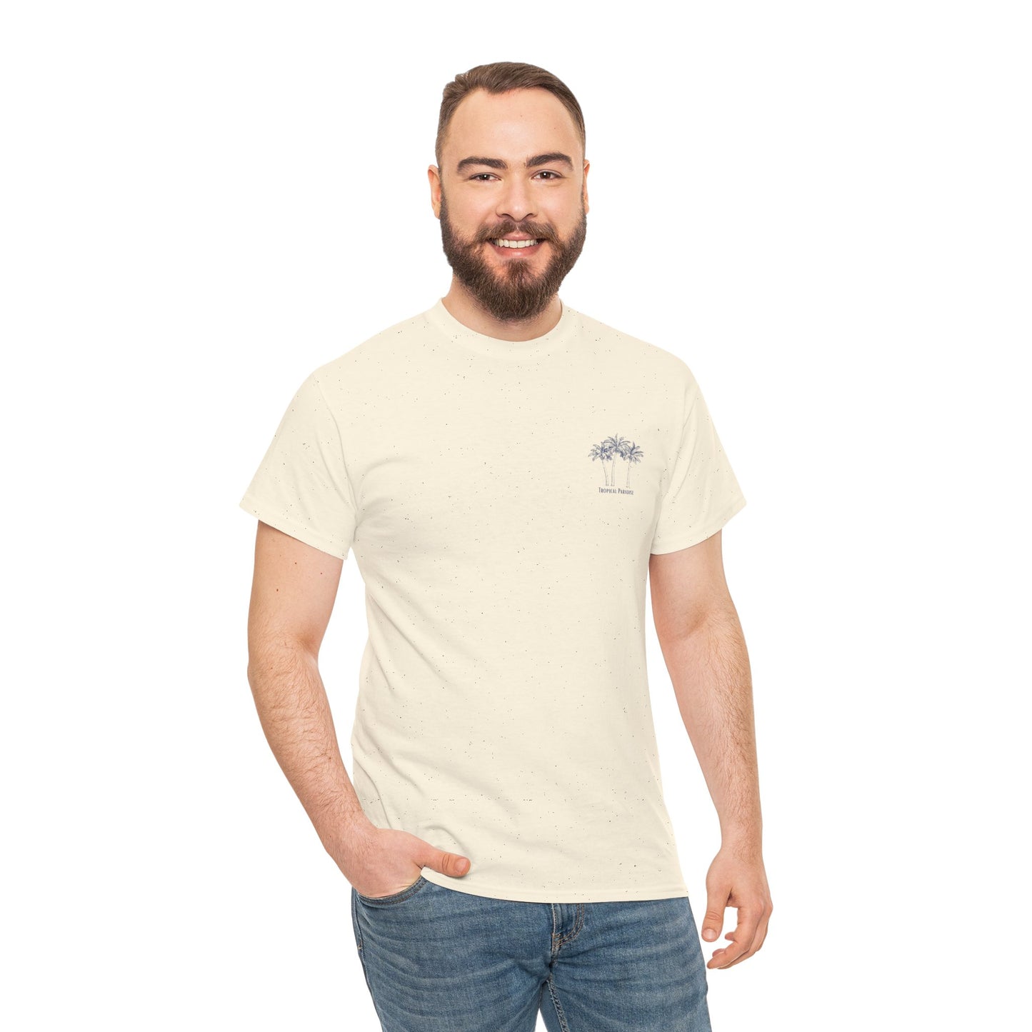 Palm Tree Print Cotton T-Shirt – Casual Summer Tee, Beachwear, Tropical Graphic Shirt, Everyday Comfort - Wolf Aura Co