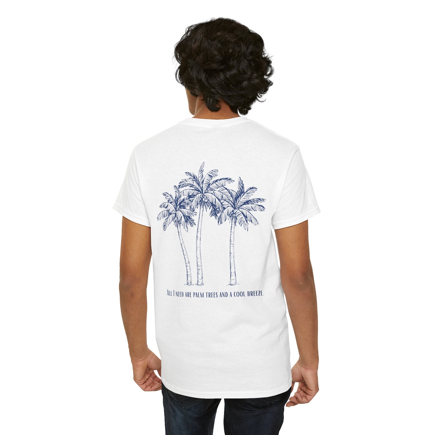 Palm Tree Print Cotton T-Shirt – Casual Summer Tee, Beachwear, Tropical Graphic Shirt, Everyday Comfort - Wolf Aura Co