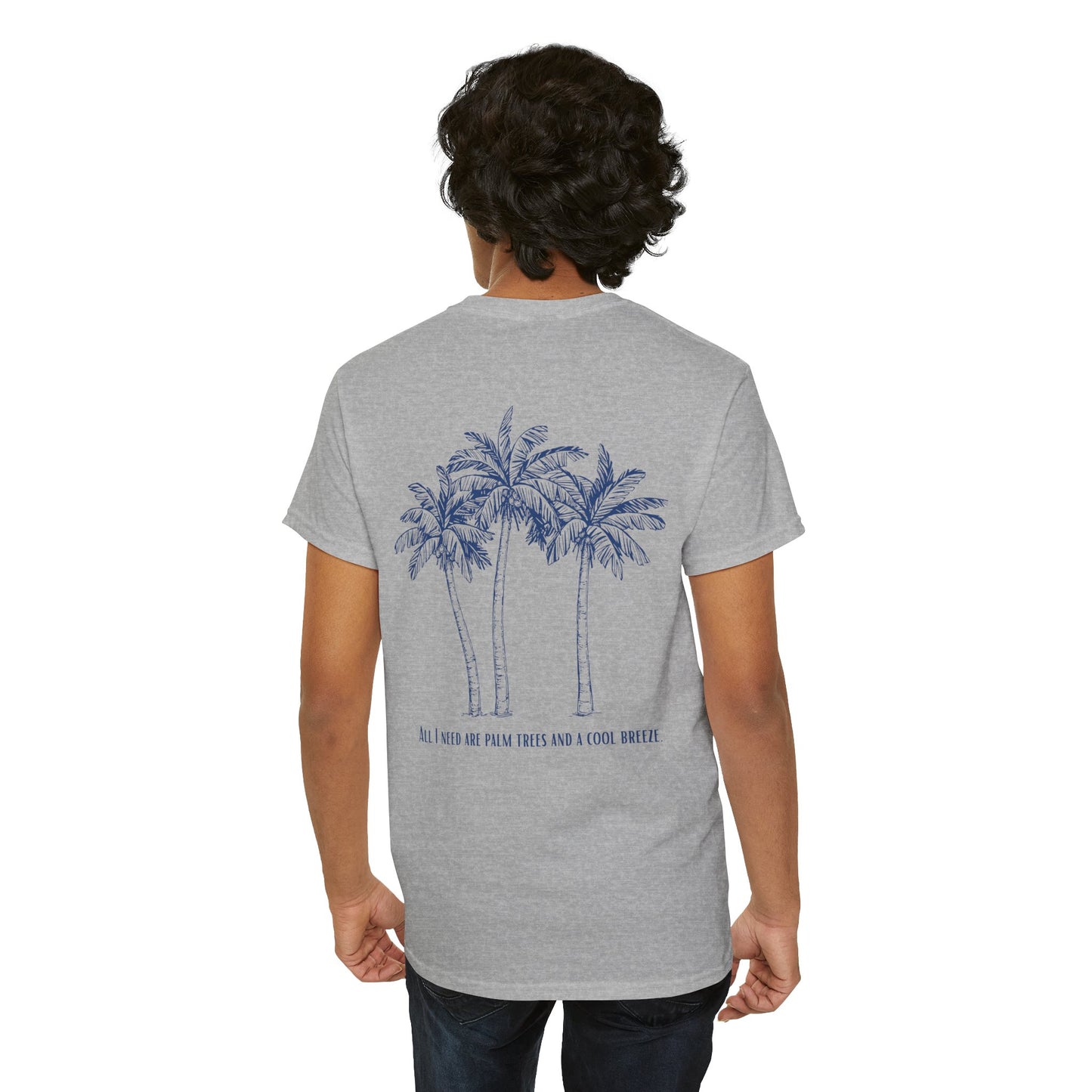 Palm Tree Print Cotton T-Shirt – Casual Summer Tee, Beachwear, Tropical Graphic Shirt, Everyday Comfort - Wolf Aura Co