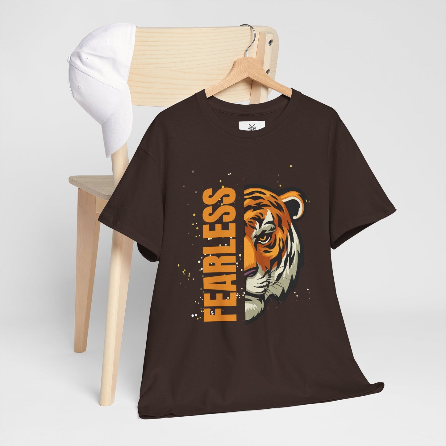 Fearless Tiger Unisex Tee – Inspirational Heavy Cotton T-Shirt - Wolf Aura Co