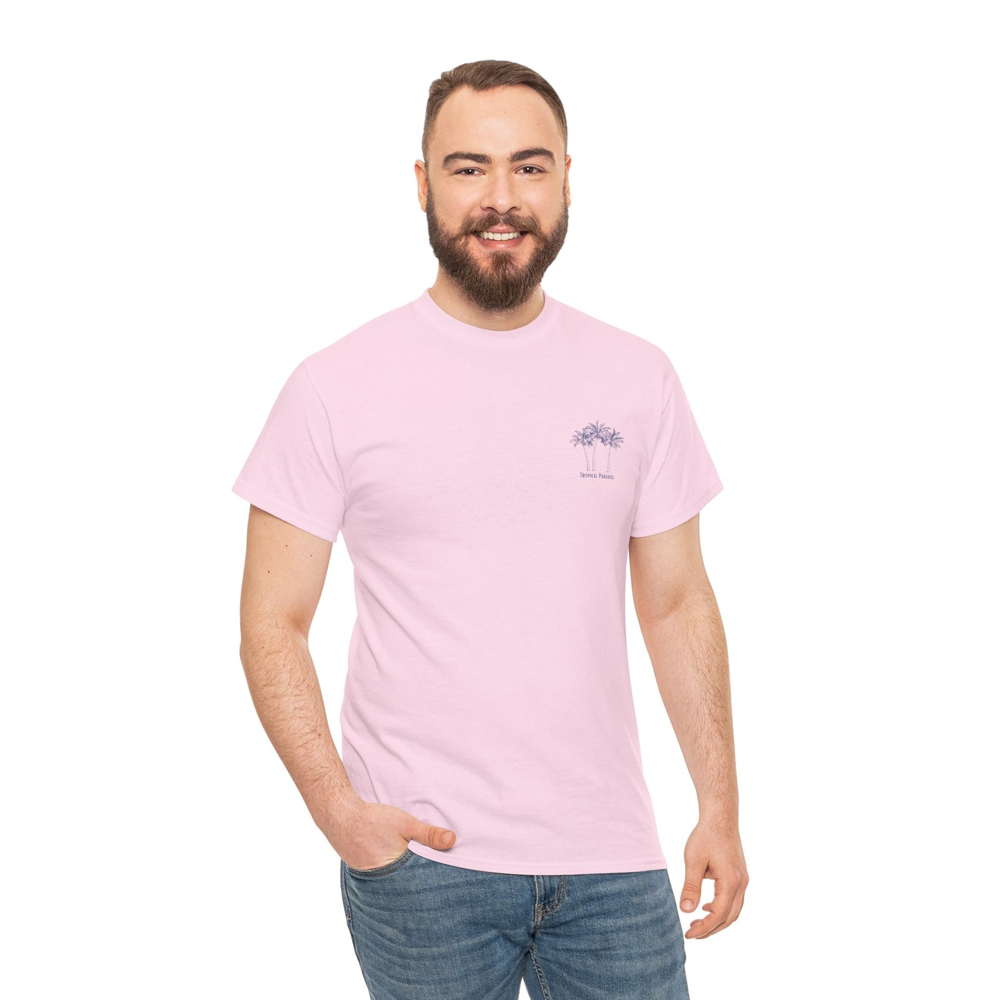 Palm Tree Print Cotton T-Shirt – Casual Summer Tee, Beachwear, Tropical Graphic Shirt, Everyday Comfort - Wolf Aura Co