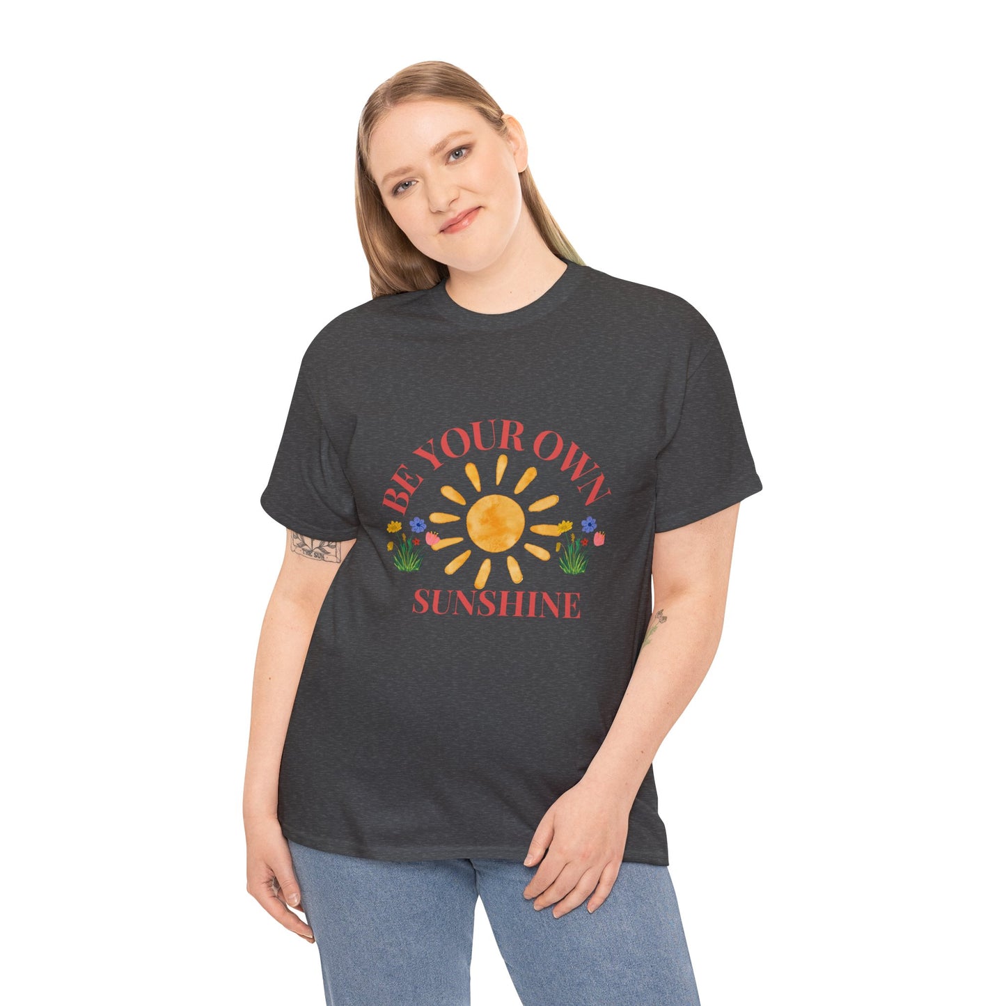Be Your Own Sunshine Cotton T-Shirt – Positive Graphic Tee, Everyday Casual Wear, Uplifting Gift - Wolf Aura Co