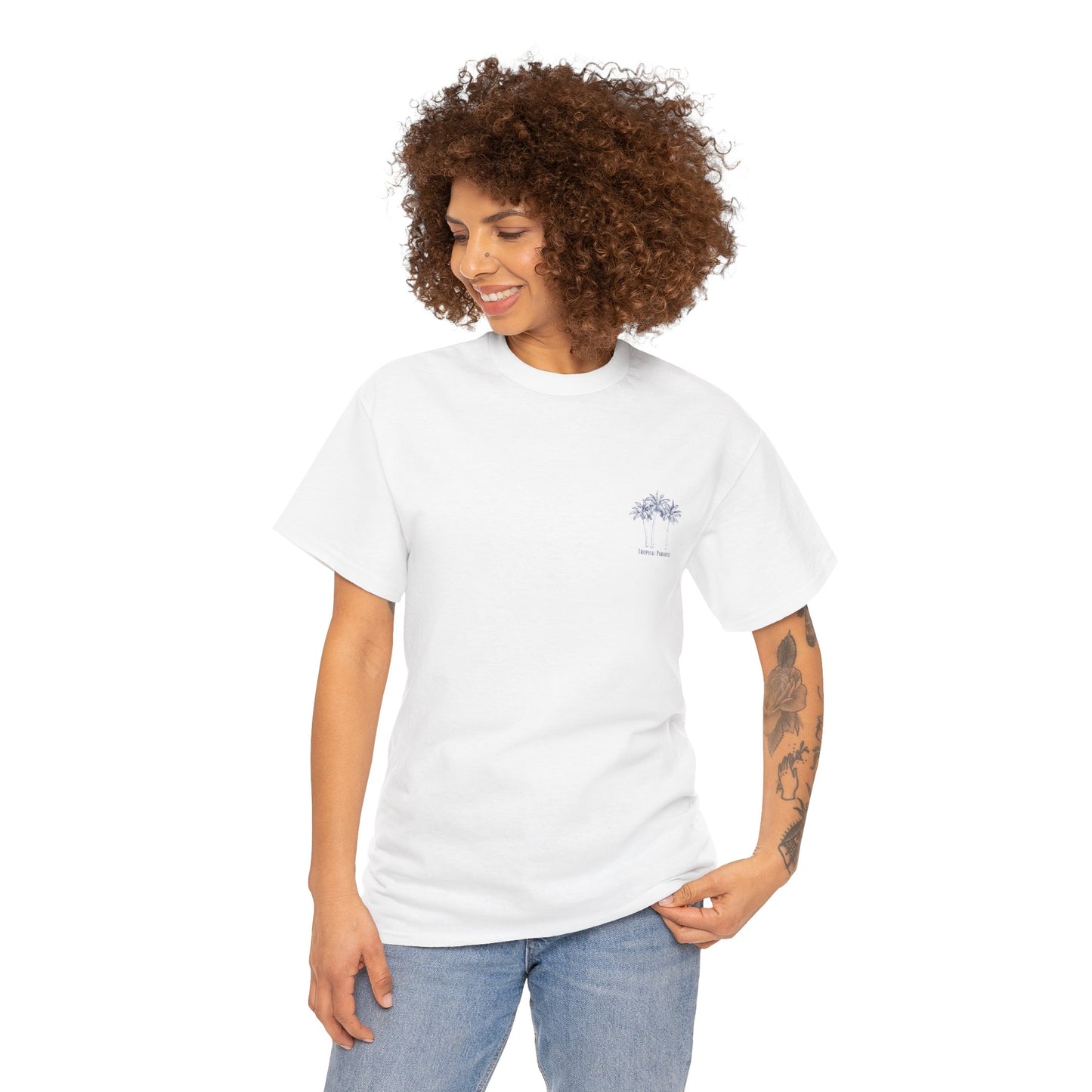 Palm Tree Print Cotton T-Shirt