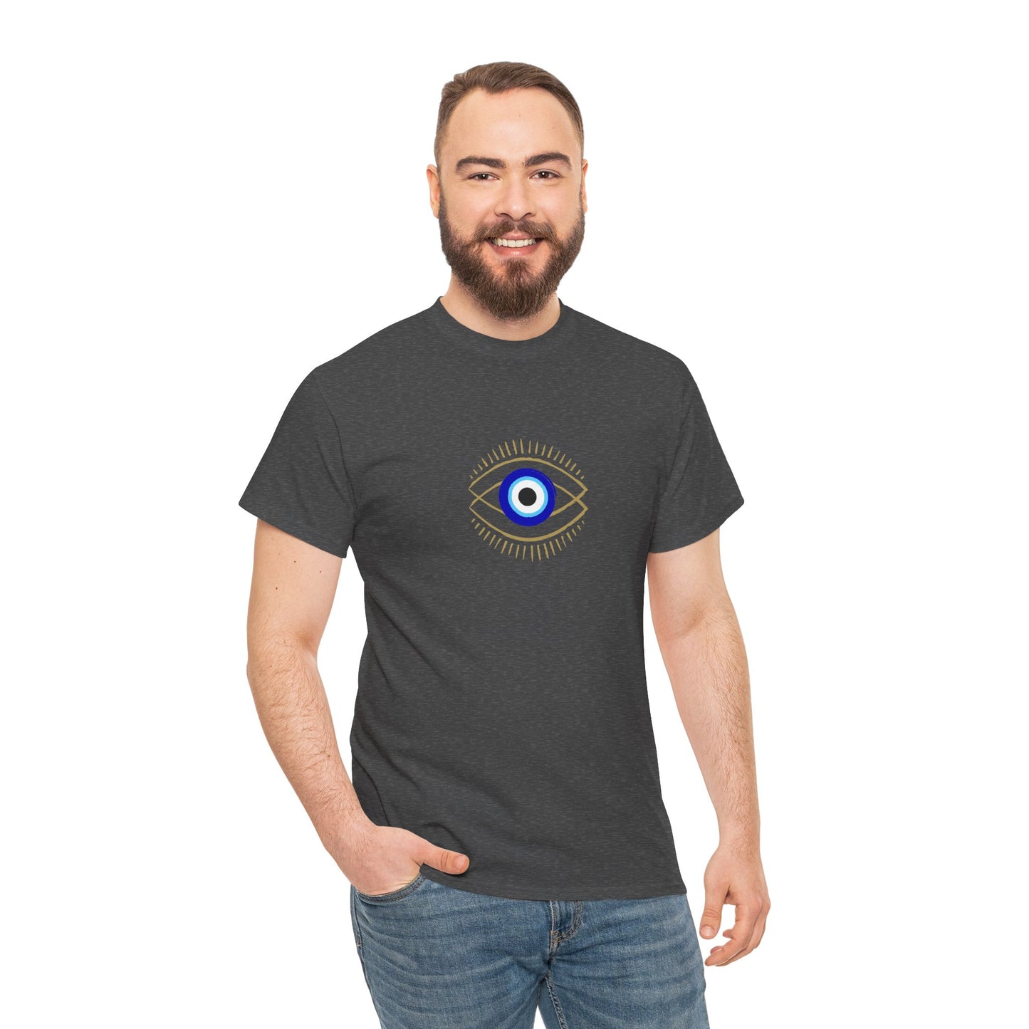 Evil Eye Graphic Tee – Unisex Casual Cotton T-Shirt | Protect Your Energy Shirt, Positive Vibes Apparel, Spiritual Gift - Wolf Aura Co
