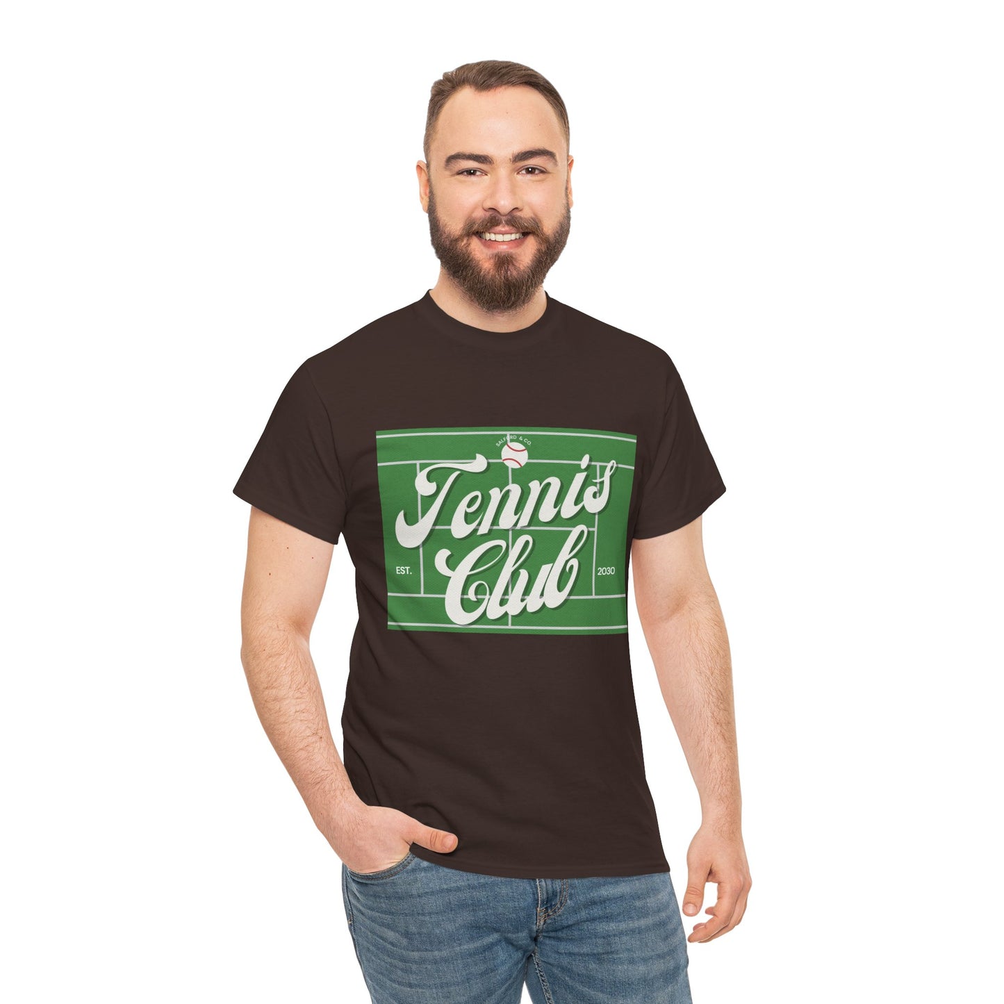 Tennis Print Tee – Unisex Cotton T-Shirt for Sports Lovers - Wolf Aura Co