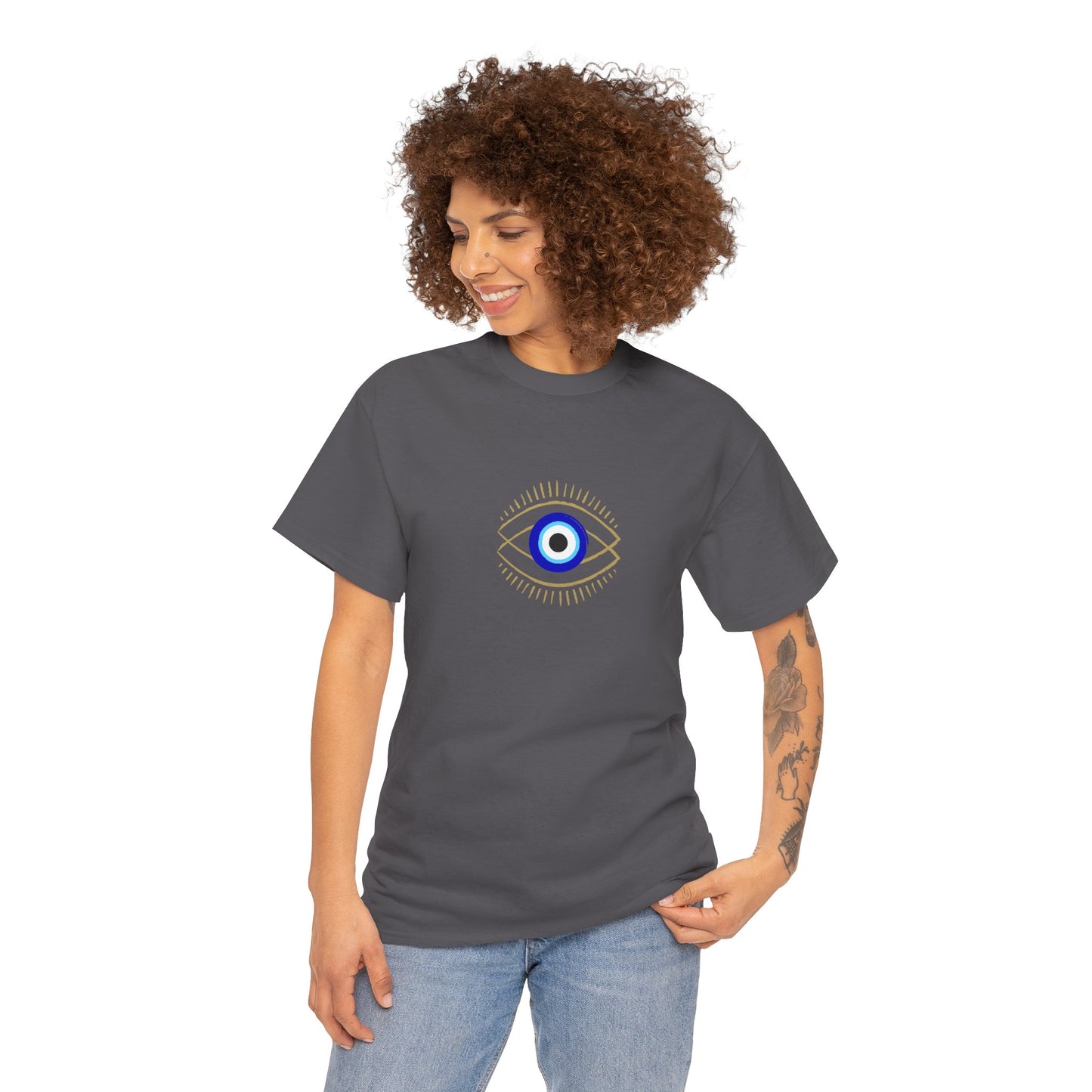 Evil Eye Graphic Tee – Unisex Casual Cotton T-Shirt | Protect Your Energy Shirt, Positive Vibes Apparel, Spiritual Gift - Wolf Aura Co