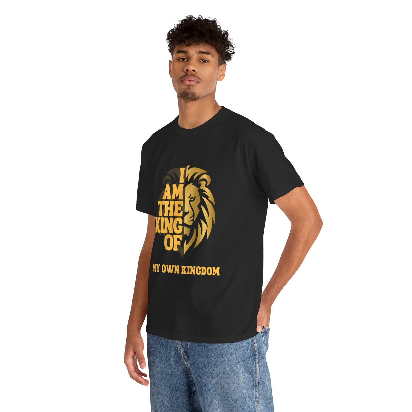 Lion Print Black Cotton Tee