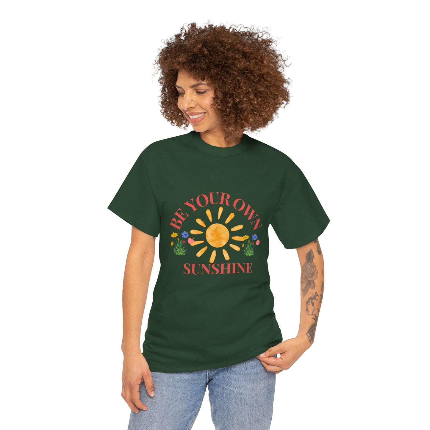 Be Your Own Sunshine Cotton T-Shirt – Positive Graphic Tee, Everyday Casual Wear, Uplifting Gift - Wolf Aura Co