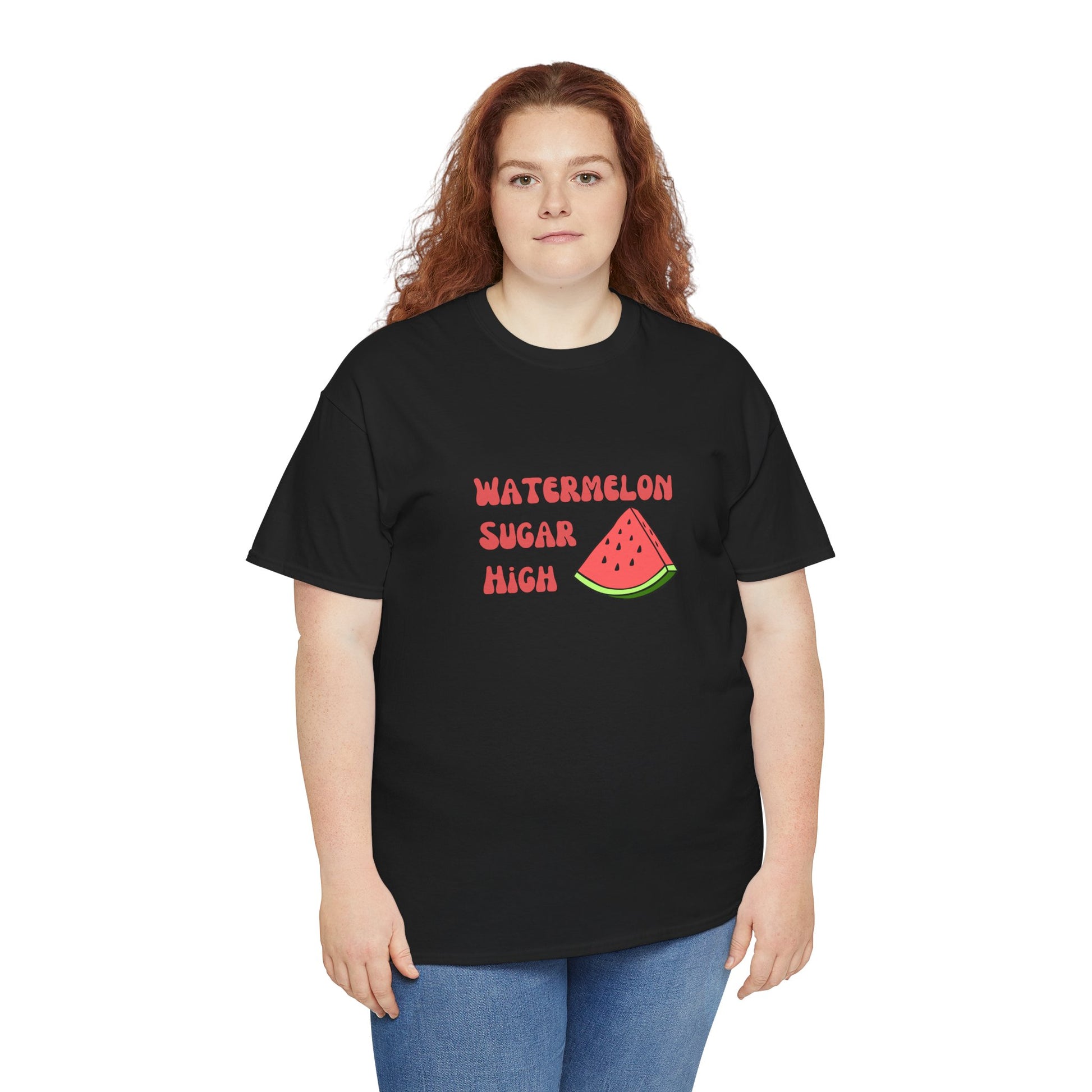 Watermelon Print Cotton T-Shirt | Cute Summer Tee, Fruit Graphic Shirt, Casual Everyday Wear - Wolf Aura Co