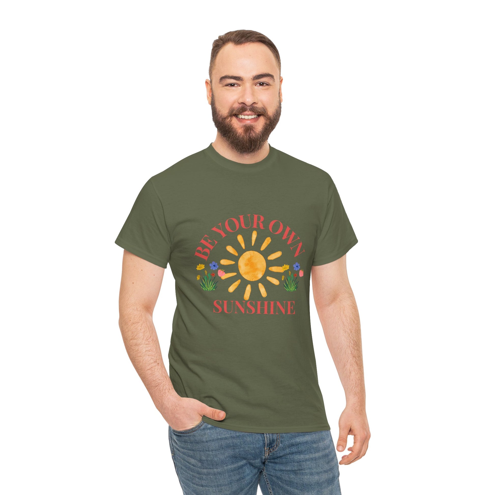 Be Your Own Sunshine Cotton T-Shirt – Positive Graphic Tee, Everyday Casual Wear, Uplifting Gift - Wolf Aura Co