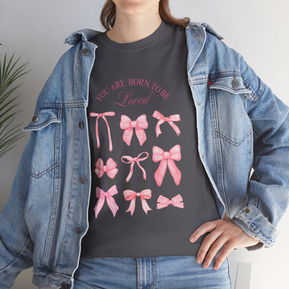 Cute Bow Cotton T-Shirt – Casual Graphic Tee, Everyday Comfort, Gift for Her - Wolf Aura Co