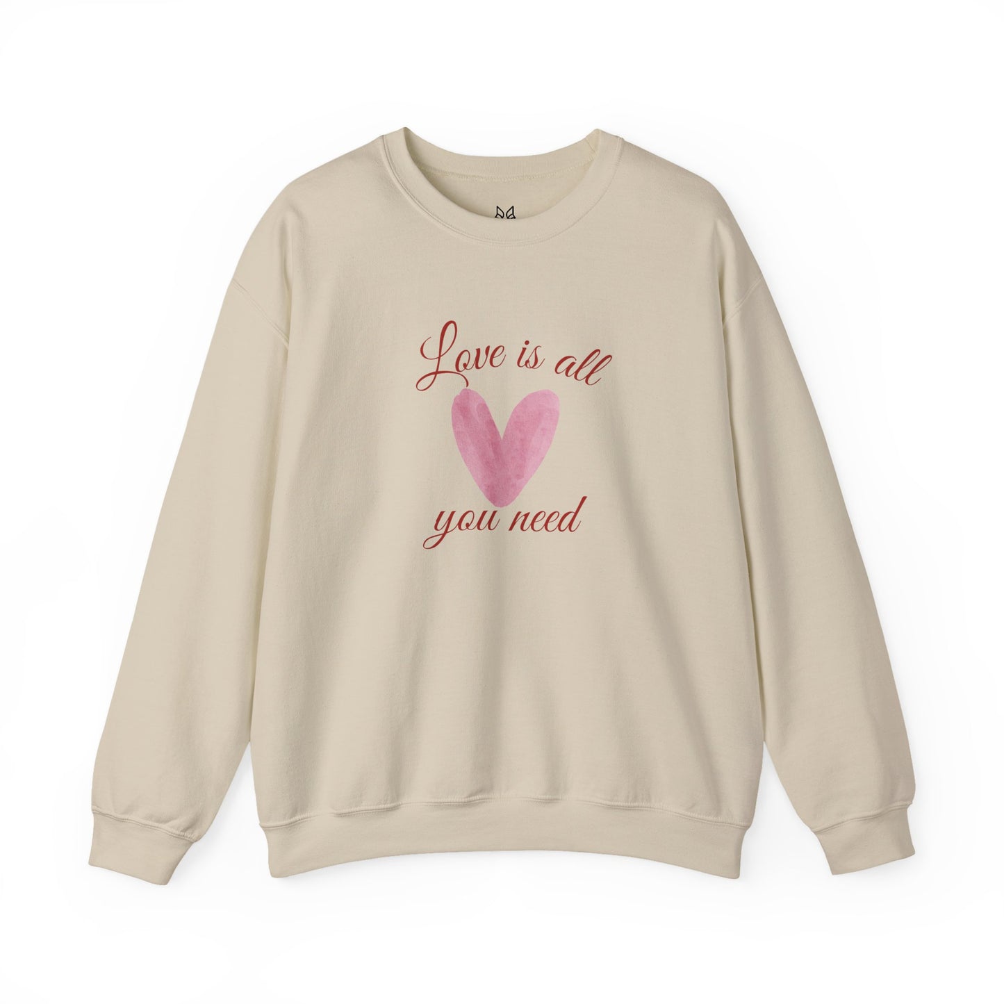 Love Is All You Need Crewneck Sweatshirt – Pink Heart Valentine Pullover | Cozy Unisex Comfort