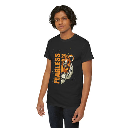 Fearless Tiger Unisex Tee – Inspirational Heavy Cotton T-Shirt - Wolf Aura Co