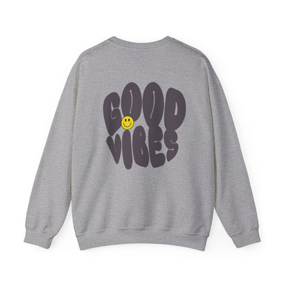 Unisex Good Vibes Sweatshirt – Smiley Face Pullover Sweatshirt - Wolf Aura Co