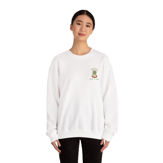 Matcha Kind a Day Crewneck Sweatshirt – Cozy Graphic Pullover, Positive Vibes Apparel, Gift for Her - Wolf Aura Co