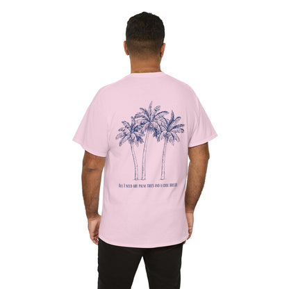 Palm Tree Print Cotton T-Shirt – Casual Summer Tee, Beachwear, Tropical Graphic Shirt, Everyday Comfort - Wolf Aura Co