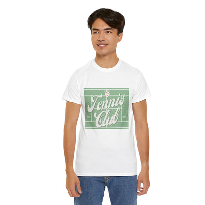Tennis Print Tee – Unisex Cotton T-Shirt for Sports Lovers - Wolf Aura Co