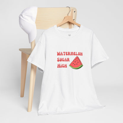 Watermelon Print Cotton T-Shirt | Cute Summer Tee, Fruit Graphic Shirt, Casual Everyday Wear - Wolf Aura Co