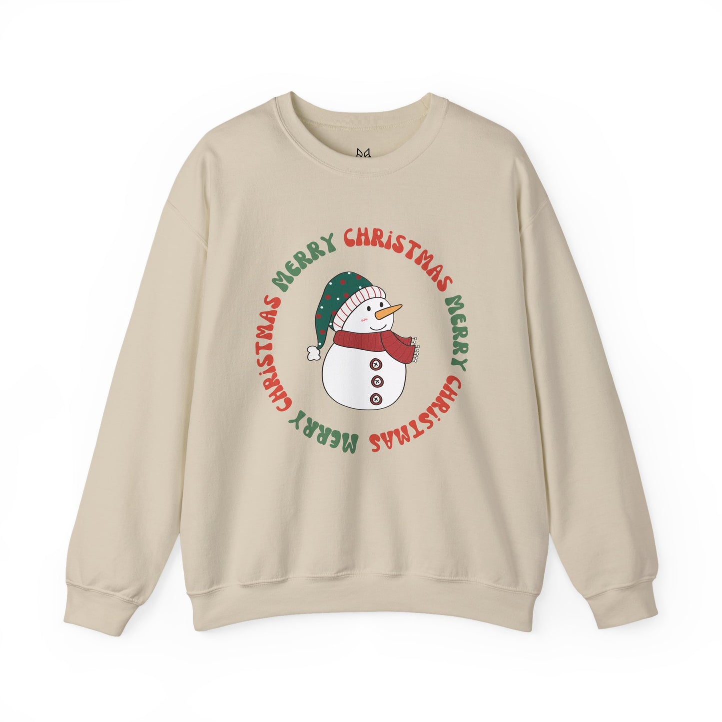 Christmas Snowman Crewneck Sweatshirt — "Merry Christmas" Circle Design