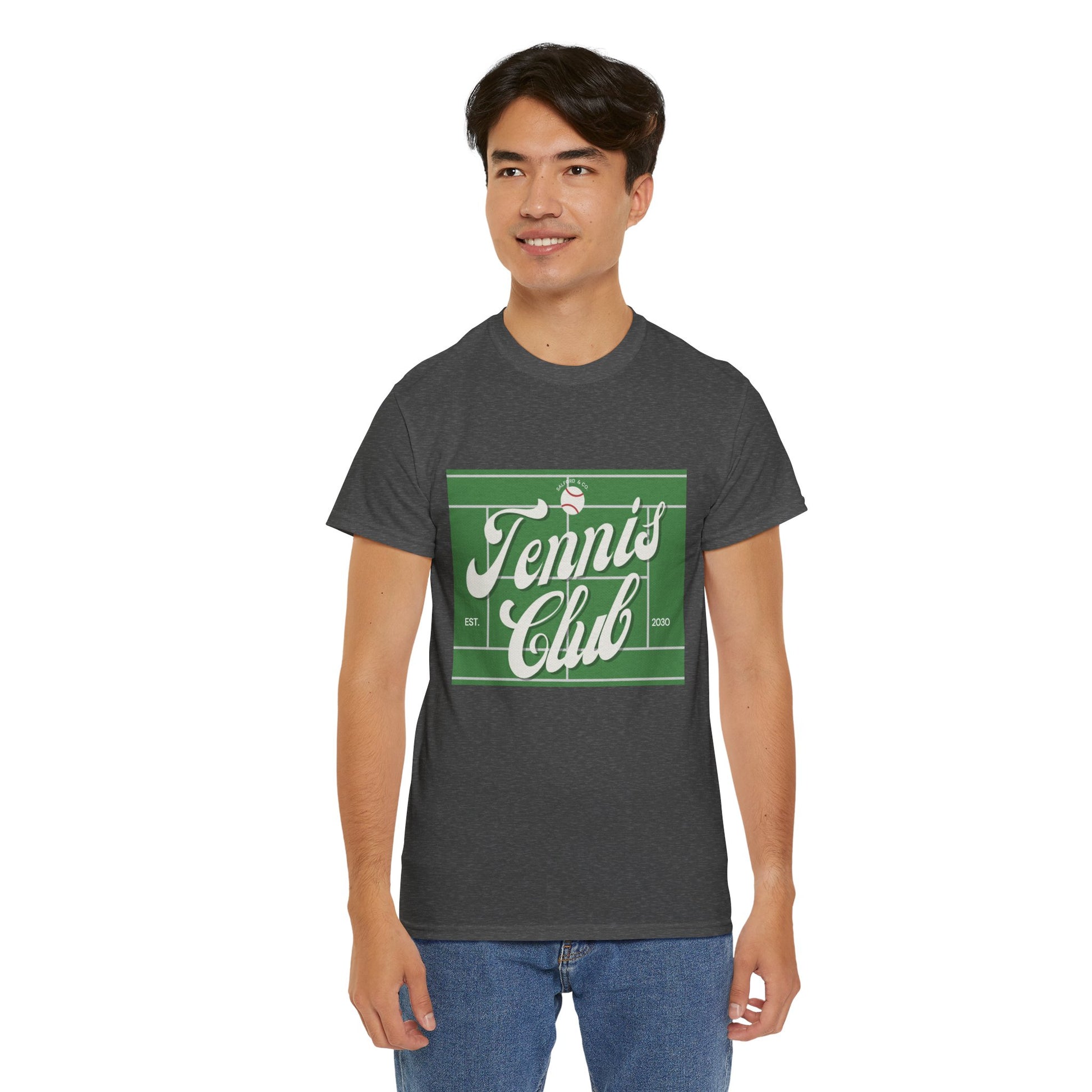 Tennis Print Tee – Unisex Cotton T-Shirt for Sports Lovers - Wolf Aura Co