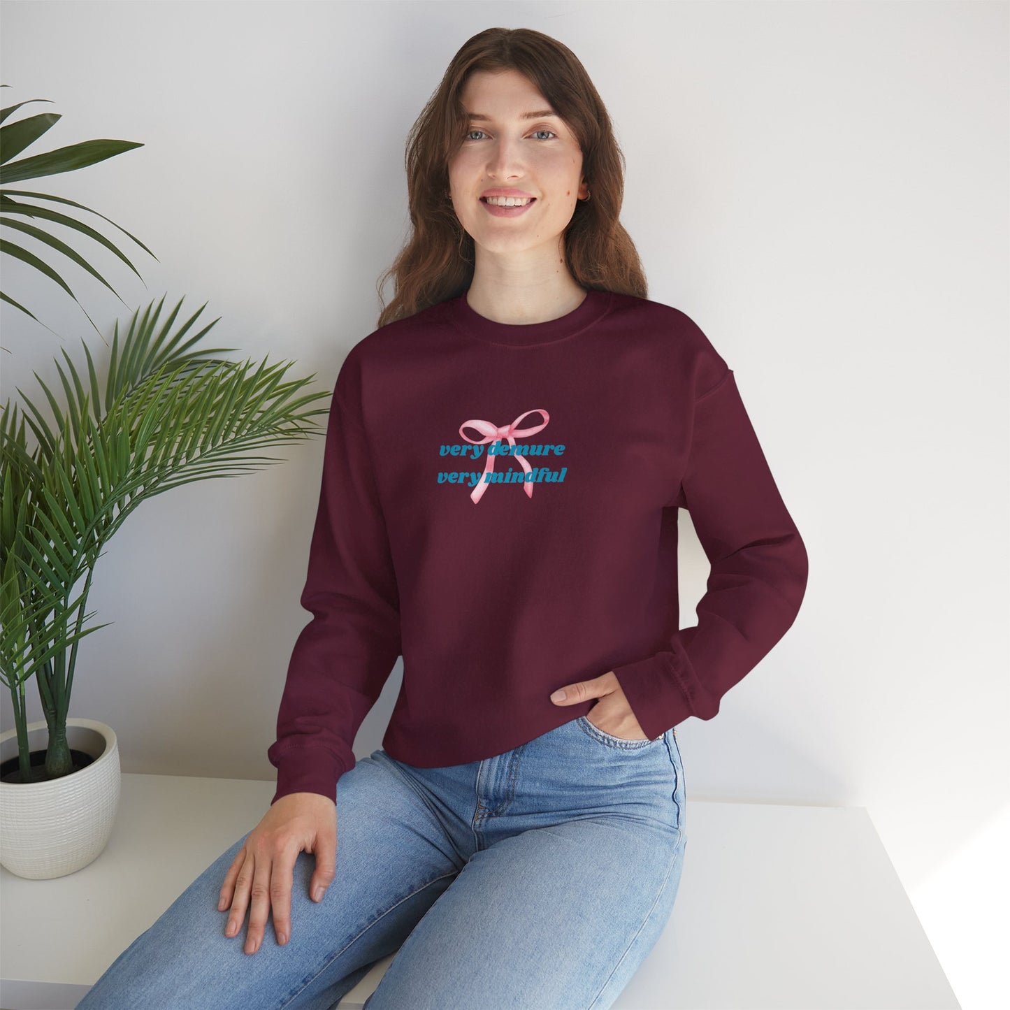 Very Demure, Very Mindful Print Sweatshirt – Cozy & Chic - Wolf Aura Co