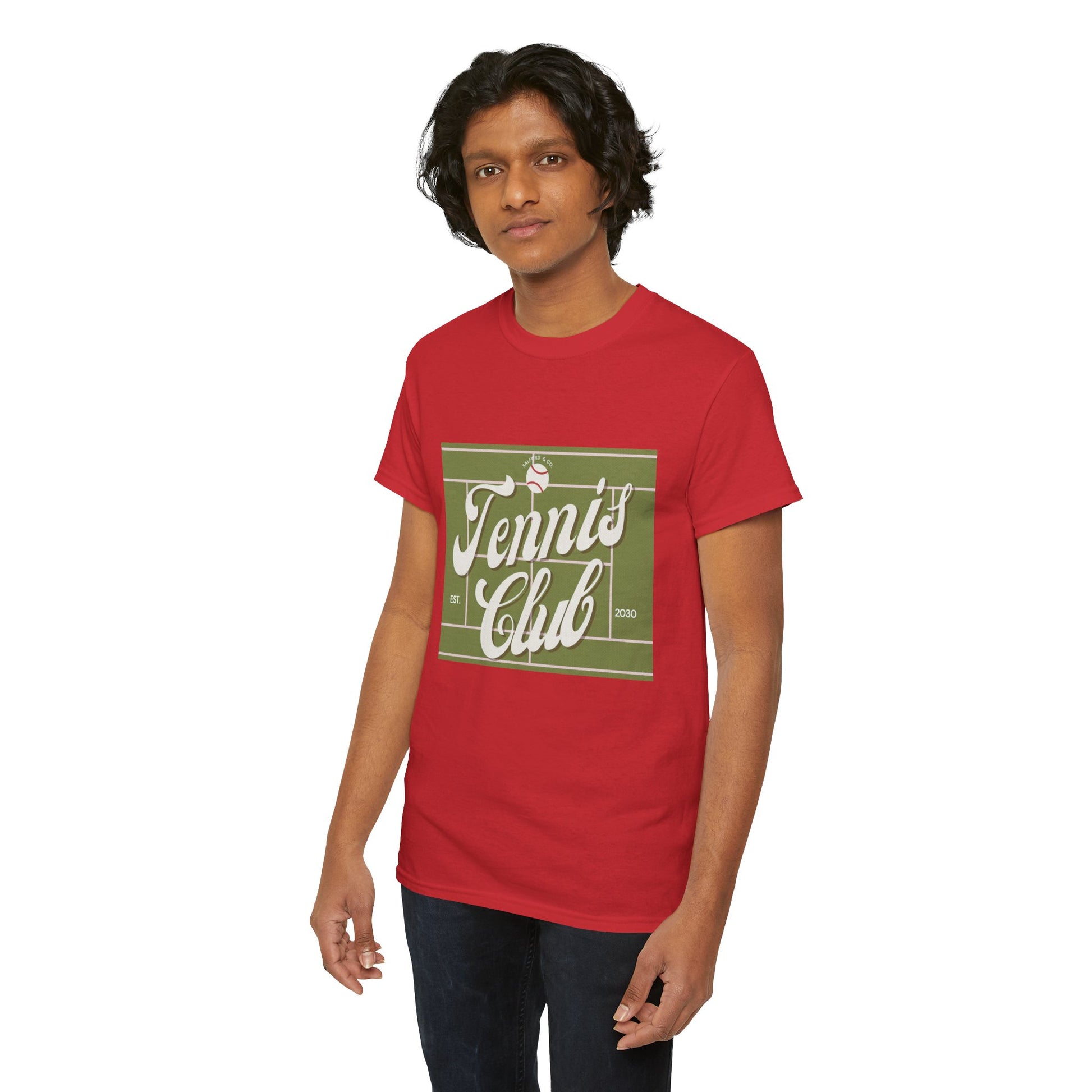 Tennis Print Tee – Unisex Cotton T-Shirt for Sports Lovers - Wolf Aura Co