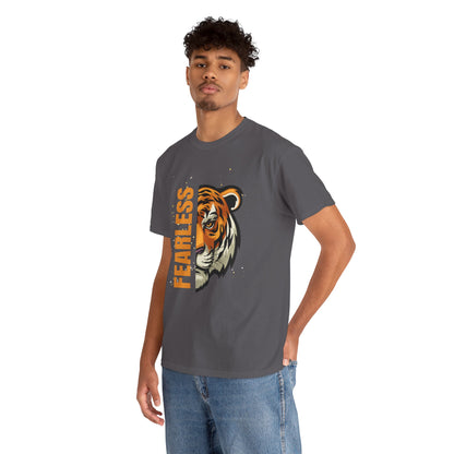 Fearless Tiger Unisex Tee – Inspirational Heavy Cotton T-Shirt - Wolf Aura Co