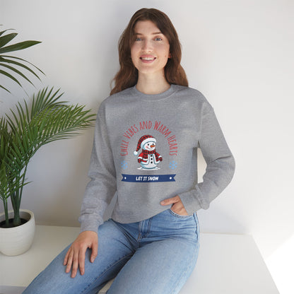 Crewneck Sweatshirt — “Chill Vibes and Warm Hearts” Snowman Holiday Pullover