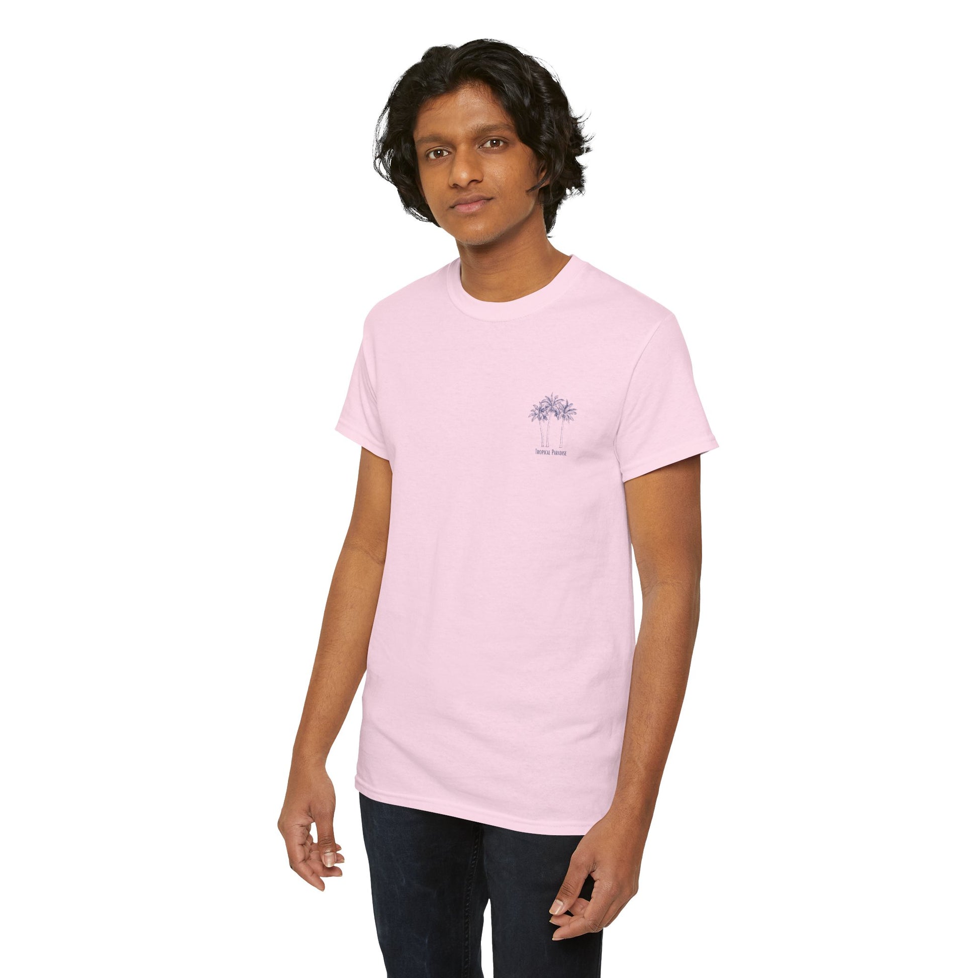 Palm Tree Print Cotton T-Shirt – Casual Summer Tee, Beachwear, Tropical Graphic Shirt, Everyday Comfort - Wolf Aura Co