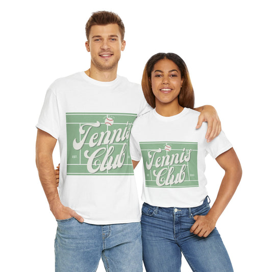 Tennis Print Tee - Unisex Cotton Tshirt for Sports Lovers