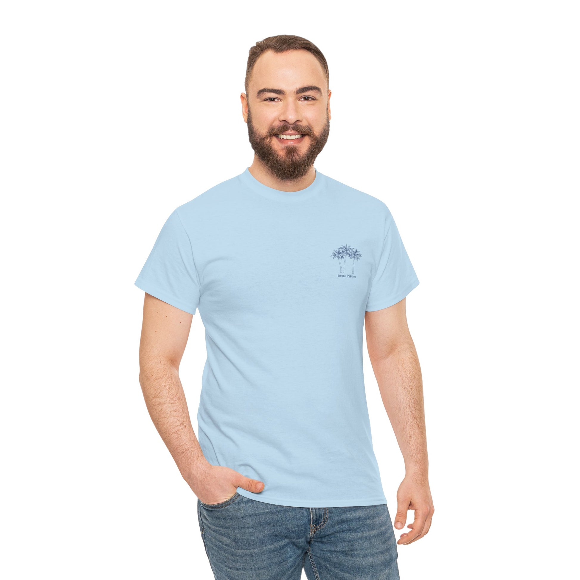 Palm Tree Print Cotton T-Shirt – Casual Summer Tee, Beachwear, Tropical Graphic Shirt, Everyday Comfort - Wolf Aura Co